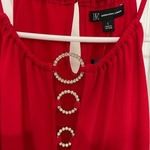 Red and rhinestone dressy sleveless top
